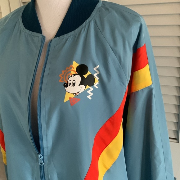 Disney Parks Blue Long Sleeve Zip Mickey Mouse Retro Windbreaker Jacket 2XL - Picture 2 of 8
